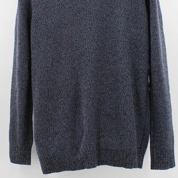 Flag & Anthem Button Mock Neck Sweater in Navy Heather Size Large - Picture 7 of 12